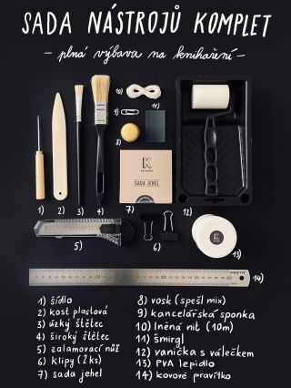Tohle je rozšířená sada knihařských nástrojů KOMPLET, se kterou se můžete pustit směle do výroby. 🙌 Oproti základní sadě...